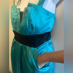 Elegant Evening Holiday Teal and Black Women's Dress

Perfect for Showgirl Era
